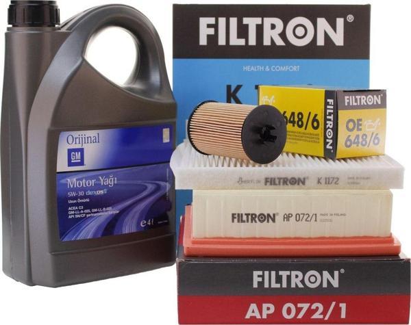 Filtron Opel Corsa D 1.2/ 1.4 Benzinli Motor Bakım Seti Gm 5W30 4 Lt Yağlı 2007 Model - Image 1