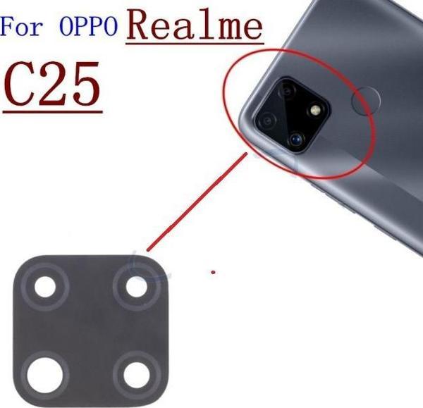 Tkgz OPPO RREALME C25 Arka Kamera Camı Lens Yapışkanlı - Image 1