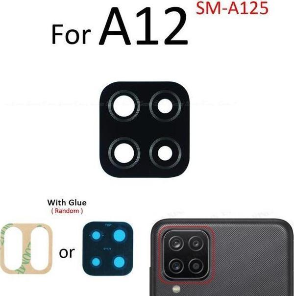 Tkgz Samsung Galaxy A12 Arka Kamera Camı Lens Yapışkanlı - Image 1