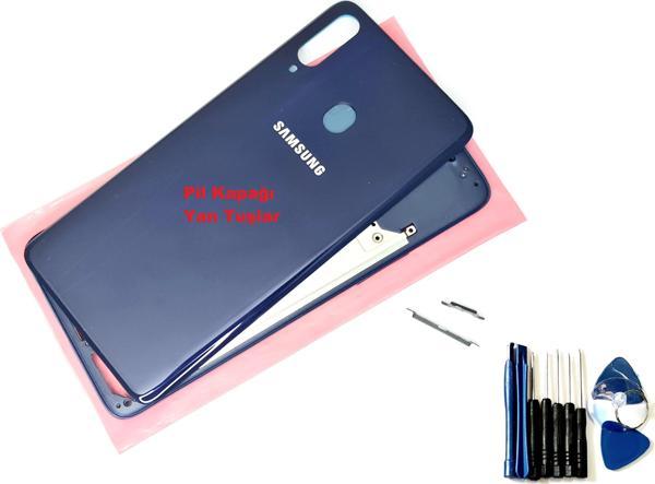 Tkgz Samsung Galaxy A20S FULL ORJ KASA Arka Pil Batarya Kapağı (TAMİR SETİ) MAVİ - Image 1