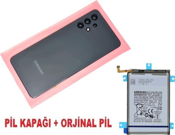 Tkgz Samsung Galaxy A32 A325 Arka Pil Batarya Kapağı + PİL (FULL Kamera Lensli) SİYAH - Image 1