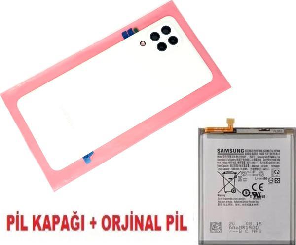 Tkgz Samsung Galaxy A22 (4G) Arka Pil Batarya Kapağı + PİL (Kamera Lensli) BEYAZ - Image 1