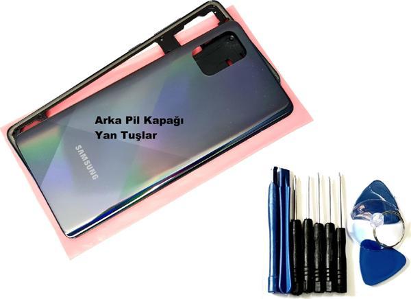 Tkgz Samsung Galaxy A71 (A715) FULL ORJ KASA Arka Pil Batarya Kapağı (TAMİR SETİ) SİYAH - Image 1