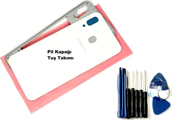 Tkgz Samsung Galaxy A30 (A305) FULL ORJ KASA Kasa Arka Pil Batarya Kapağı (TAMİR SETİ) BEYAZ - Image 1