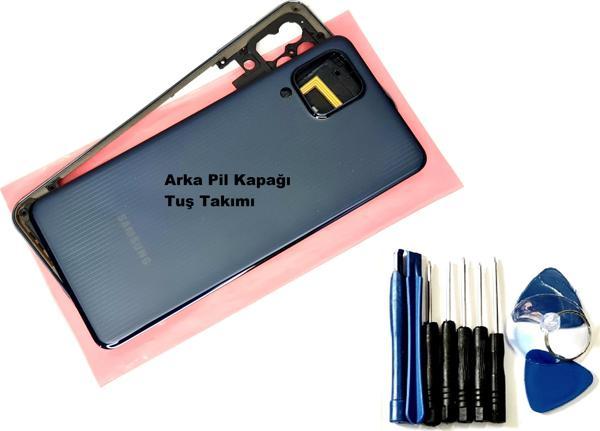 Tkgz Samsung Galaxy M32 FULL ORJ KASA Arka Pil Batarya Kapağı (TAMİR SETİ) SİYAH - Image 1