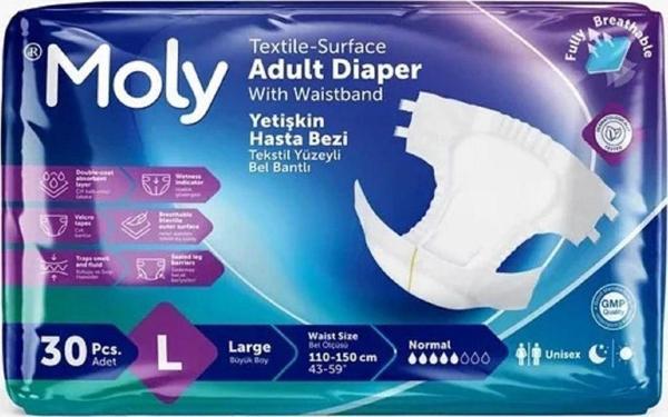 Moly Bel Bantlı Hasta Bezi Large 30'Lu - Image 1