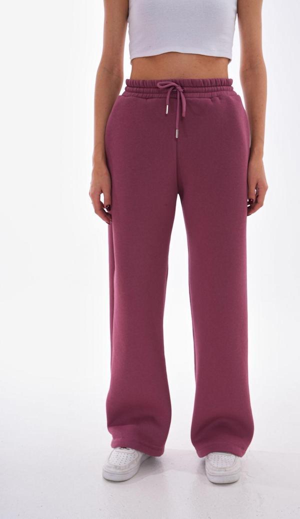 Kallima Gül Kurusu Kışlık Kalın Şardonlu Içi Polarlı Yüksek Bel Bol Paça Bağcıklı Gizli Cepli Eşofman Altı - Image 1