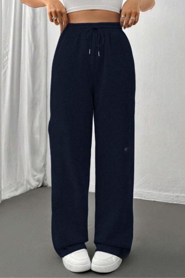 Kallima Lacivert Mevsimlik Salaş Geniş Rahat Bol Paça Iki Iplik Kadın Eşofman Altı - Image 1