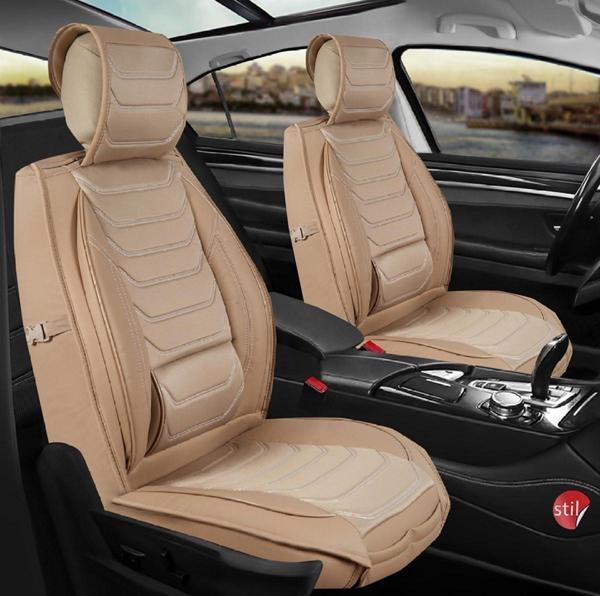 Volkswagen Passat B8 Impression Uyumlu Lüx Deri Oto Koltuk Kılıfı Ön Arka Takım Set Antalya BEJ - Image 1