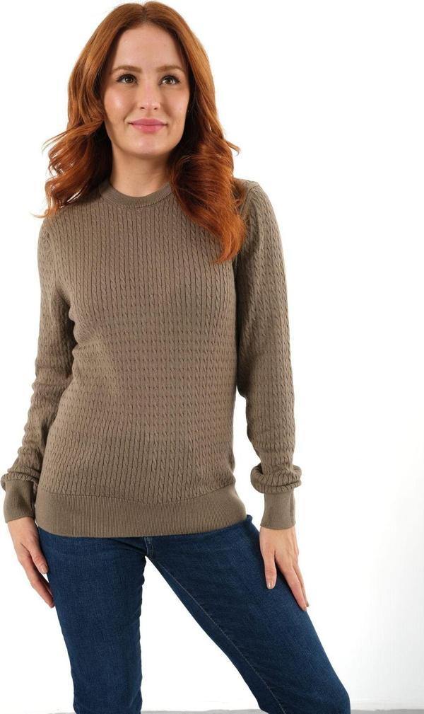 Trist Star Vizon %100 Organik Pamuk Bisiklet Yaka Saç Örgülü Triko Kazak Örme Bluz - Image 1