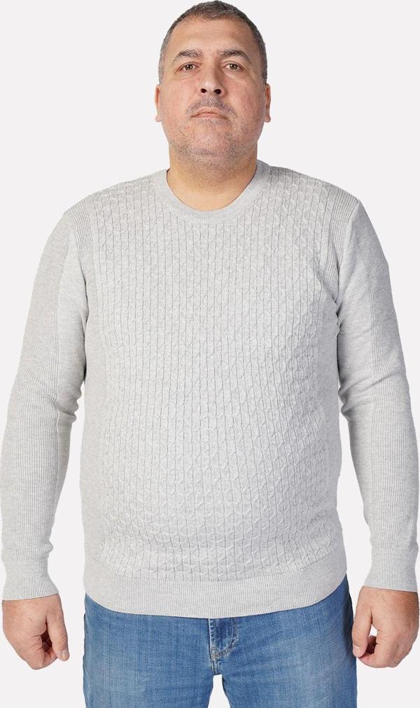 Trist Star Büyük Beden Grı Saç Örgülü Bisiklet Yaka %100 Pamuklu Erkek Kazak Trıst-2111 - Image 1