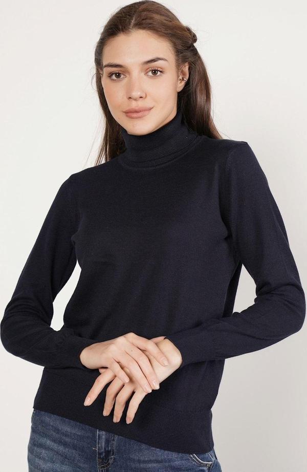 Trist Star Kadın Lacivert %100 Organik Pamuk Balıkçı Yaka Triko Kazak Trıst-6103 - Image 1