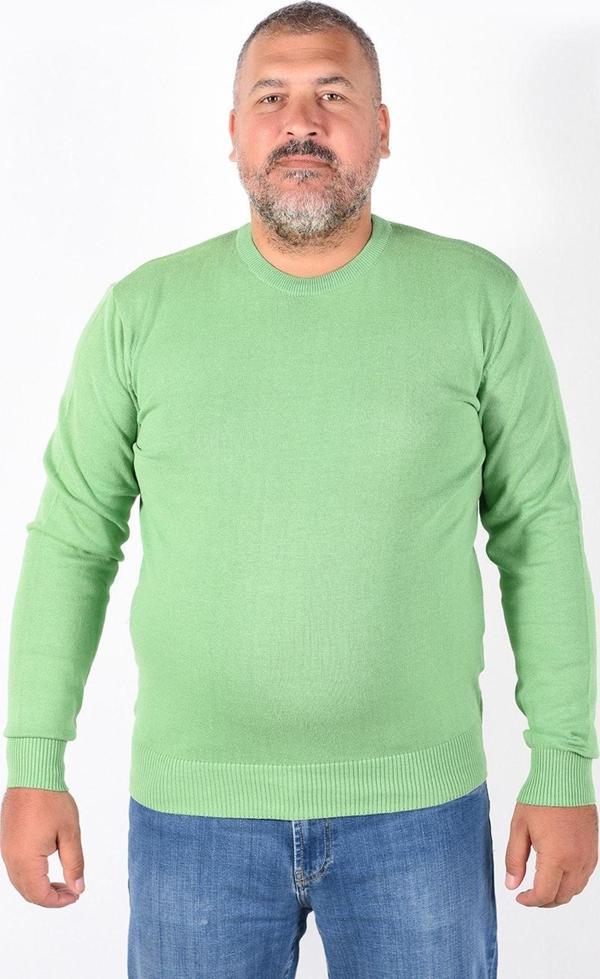 Trist Star Erkek Fıstık Yeşili Büyük Beden Bisiklet Yaka Pamuklu Kazak - Image 1