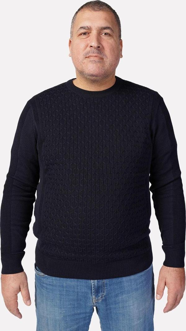 Trist Star Büyük Beden Lacivert Saç Örgülü Bisiklet Yaka %100 Pamuklu Erkek Kazak Trıst-2111 - Image 1