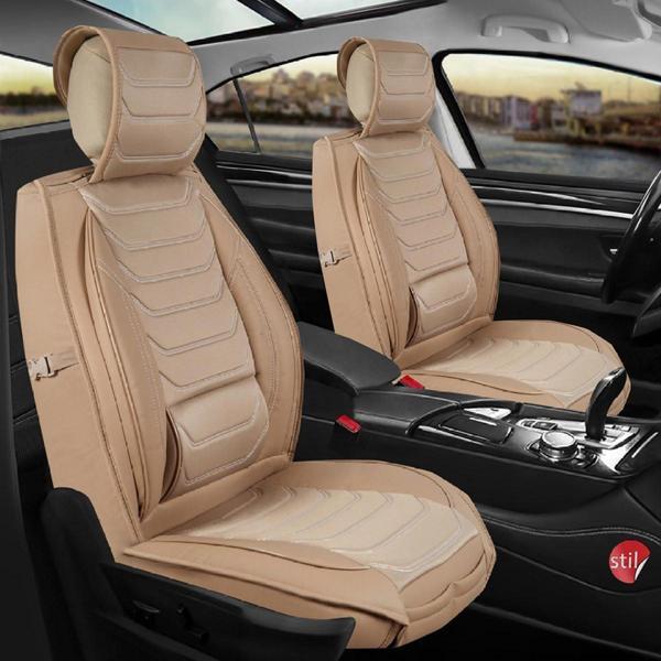 Volvo S60 2010-2013 Uyumlu Lüx Deri Oto Koltuk Kılıfı Ön Arka Takım Set Antalya BEJ - Image 1