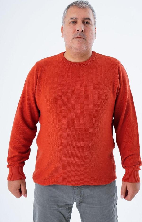 Trist Star Büyük Beden Erkek Taba Bisiklet Yaka Pirinç Örgü %100 Pamuk Triko Kazak Trıst-2112 - Image 1