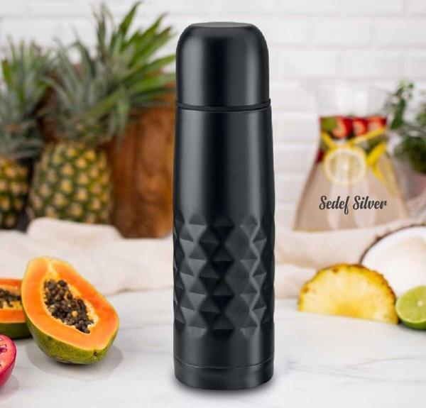 Sedef Silver Aç Kapat Düğmeli Kapağı Bardaklı Paslanmaz Çelik 500 Ml Çay Kahve Termos Bardak 511 -B - Image 1