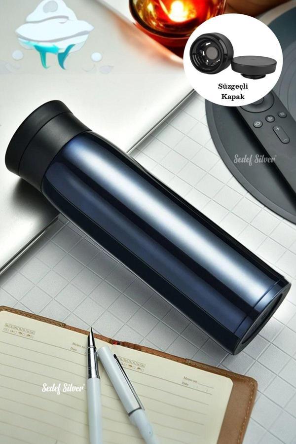 Sedef Silver Bitki Çayı Ve Detox Içecekleri Için Filtre Süzgeçli 500 Ml Paslanmaz Çelik Termos - Image 1