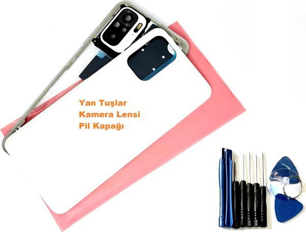 Tkgz Xiaomi Redmi Note 10 (4G) FULL ORJ KASA Arka Pil Batarya Kapağı (TAMİR SETİ) BEYAZ - Image 1