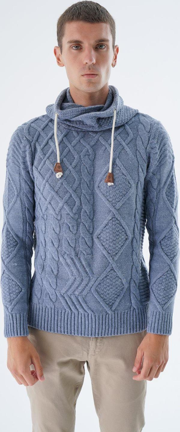 Trist Star Erkek Havacı Şal Yaka Yürütme Saç Örgülü Yün Triko Örme Kazak Trıst-5342 - Image 1