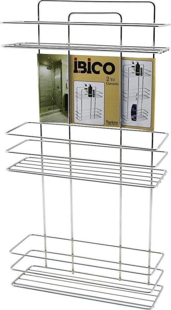 3 KATLI - DİKDÖRTGEN   KROM   METAL  BANYO KÖŞELİK - DUŞKABİN RAF - ŞAMPUANLIK (5060) - Image 1