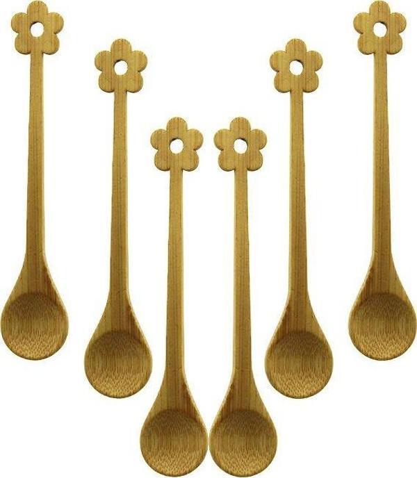 6 PCS   MİNİ   BAMBU AHŞAP KAŞIK   14.5CM (5060) - Image 1