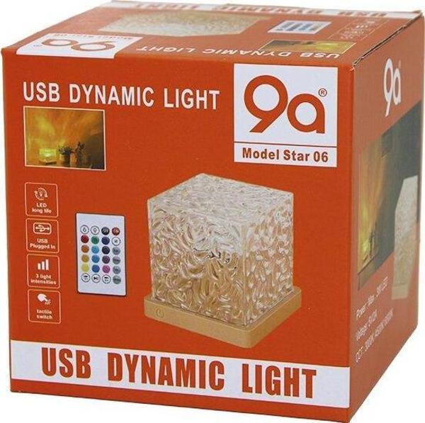 USB KUMANDALI RGB SU DESENLİ MİKA KRİSTAL PLASTİK GECE LAMBASI 9.5X9.5CMX11.5CM (5060) - Image 1
