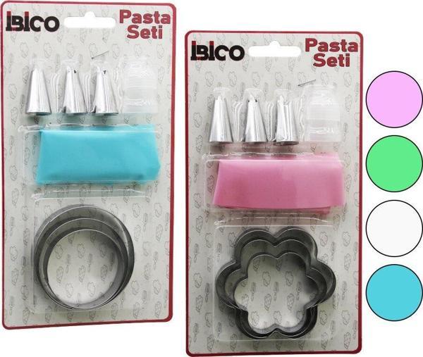 8PCS  PASTA SÜSLEME SETİ - 3-KURABİYE KALIP=YUVARLAK - ÇİÇEK 1-KREMA TORBASI - 3-METAL+1-PLS.UÇ (5060) - Image 1