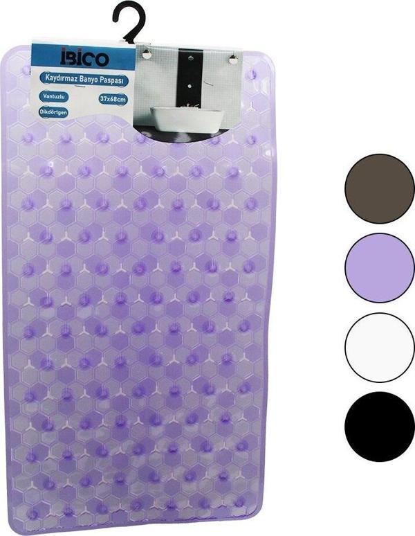 DİKDÖRTGEN - LÜX PVC PETEK DESEN - ŞEFFAF-BUZLU 98PCS VANTUZ KAYDIRMAZ BANYO - KÜVET PASPAS 37X68CM (5060) - Image 1