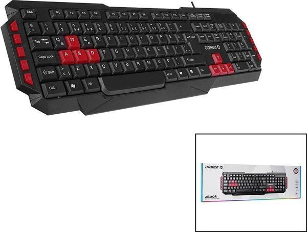 EVEREST KB-G7-ARMOR  USB KABLOLU  OYUNCU KLAVYE  RENKLİ OYUN TUŞLARI - MULTİMEDYA TUŞLARI   150CM (5060) - Image 1