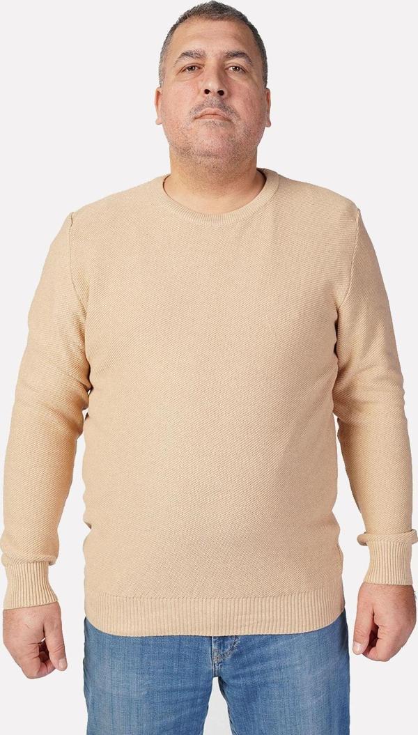 Trist Star Büyük Beden Bej Bisiklet Yaka %100 Pamuklu Erkek Kazak Trıst-2110 - Image 1