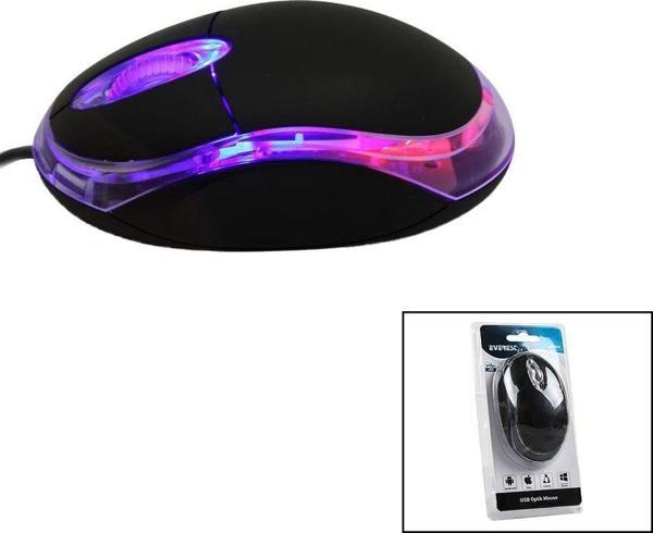 EVEREST KM-6809  KABLOLU USB - IŞIKLI  SİYAH OPTİK MOUSE  1200 DPI   VAKUMLU AMBALAJ  110CM KABLO (5060) - Image 1
