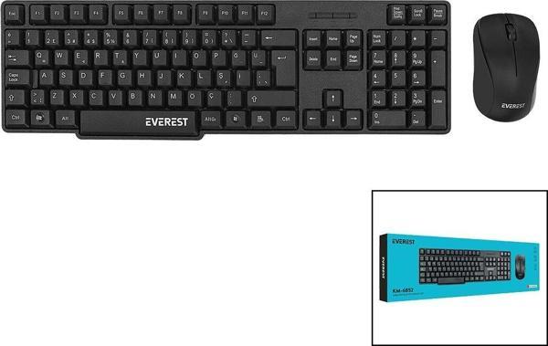 EVEREST KM-6852  KABLOSUZ  İNCE  KLAVYE - MOUSE  SETİ   Q KALVYE (5060) - Image 1