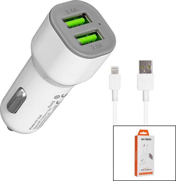 İPHONE - KABLOLU  OTO - ARAÇ ÇAKMAKLIK ŞARJ BAŞLIK SET  3.1A - 155W - 1MT KABLO  HY-X44 (5060) - Image 1