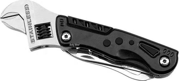 Sedef Silver Minik Portatif Çok Fonksiyonlu İngiliz Anahtarı – Çakı – Fener – Testere – Şişe Açacağı – Set - Image 1