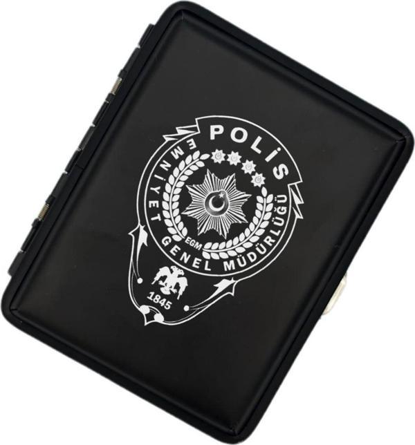 Sedef Silver Polis Amblem Logolu Mat Metal Sigara Tabakası - Image 1