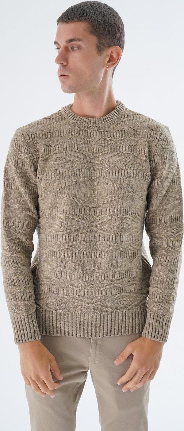 Trist Star Erkek Vizon Bisiklet Yaka Linx Baklava Desenli Yün Triko Örme Kazak Trıst-5332 - Image 1