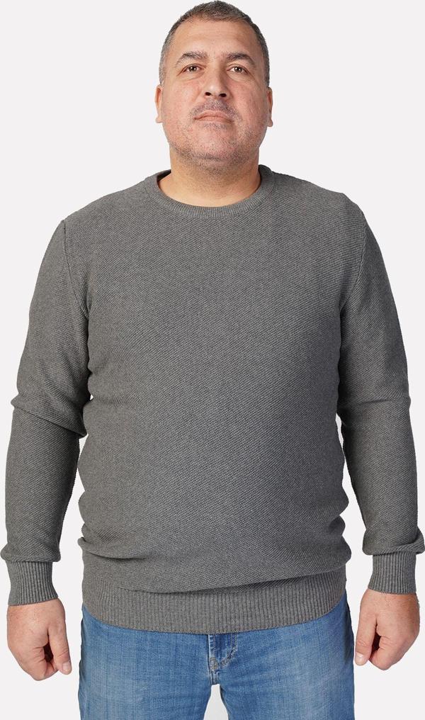 Trist Star Büyük Beden Koyu Gri Bisiklet Yaka Pamuklu Erkek Kazak - Image 1