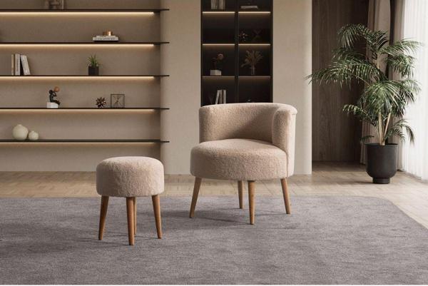 Barella Home Living Panda Çay Seti Berjer Ve Puf Takımı (Salon, Balkon, Ofis) (2) Li Takım - Image 1