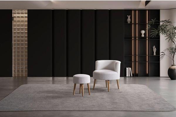 Barella Home Living Panda Çay Seti Berjer Ve Puf Takımı (Salon, Balkon, Ofis) (2) Li Takım - Image 1
