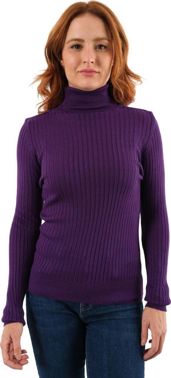 Trist Star Mor Fitilli Kadın Balıkçı Yaka Yün Triko Kazak - Image 1