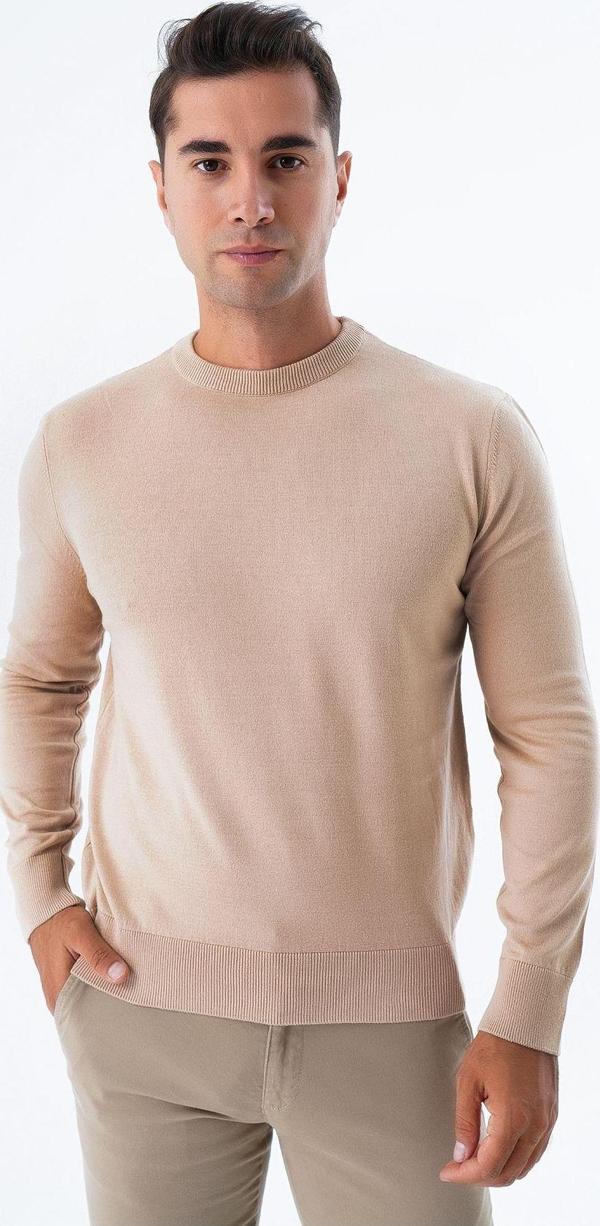 Trist Star Erkek Bej %100 Pamuk Bisiklet Yaka Triko Kazak Trıst-1101 - Image 1