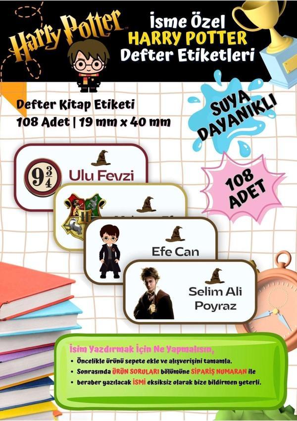 Harry Potter Etiketi Defter Etiketi Kitap Etiketi Kişiye Özel Suya Dayanıklı İsim Yazılabilien - Image 1