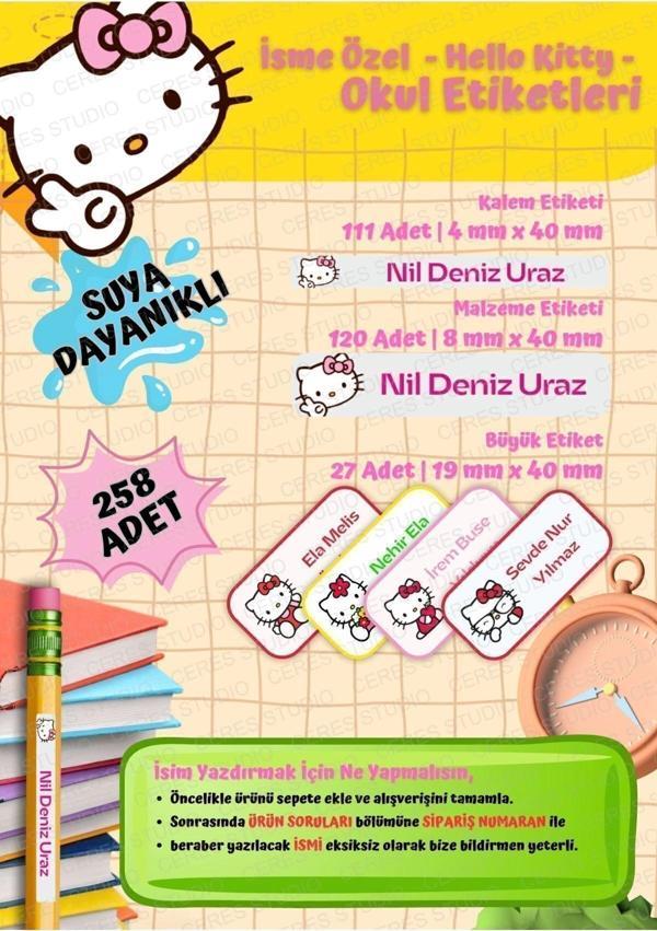 Hello Kitty Okul Etiketi Defter Etiketi Kalem Etiketi Kişiye Özel Suya Dayanıklı İsim Yazılabilien - Image 1