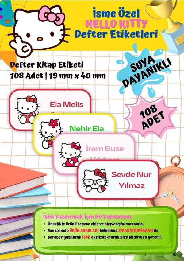 Hello Kitty Sanrio Etiketi Defter Etiketi Kitap Etiketi Kişiye Özel Suya Dayanıklı İsim Yazılabilien - Image 1