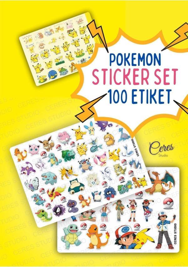 Pokemon Sticker Set - 3 Sayfa 100 Etiket - Image 1