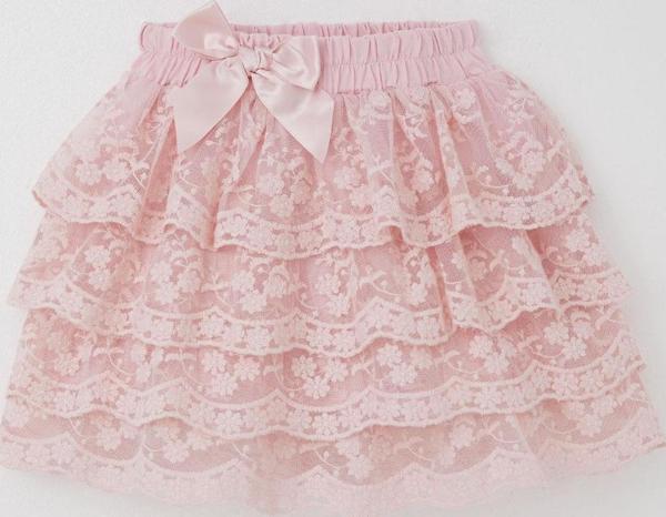 Breeze Kız Çocuk Etek Güpürlü Fiyonk Aksesuarlı Nakışlı 5-10 Yaş, Pembe - Image 1