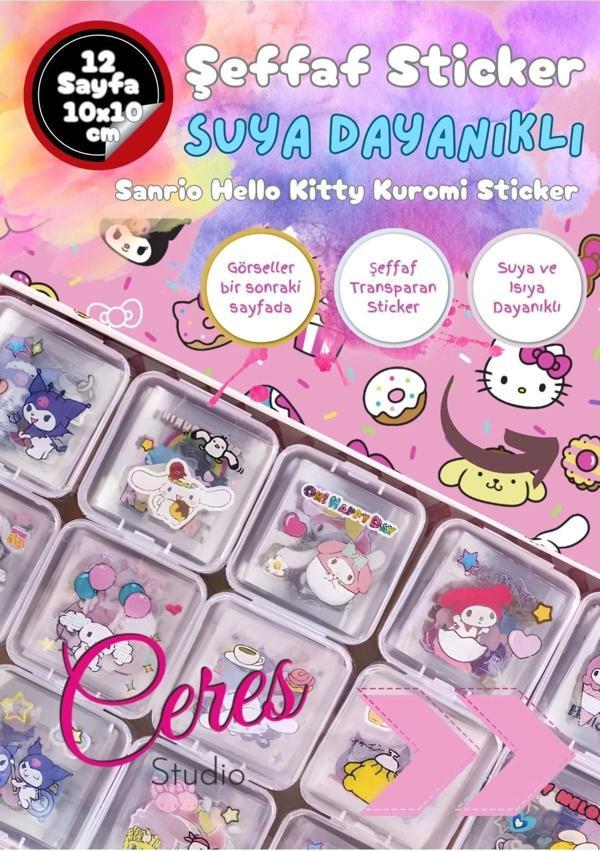 Şeffaf Kuromi Sanrio Su Geçirmez Sticker - My Melody Hello Kitty Cinnamoroll Etiket Seti - Image 1