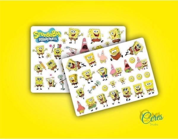 Sponge Bob Sünger Bob Sticker Etiket 2 Sayfa 36 Adet Etiket - Image 1