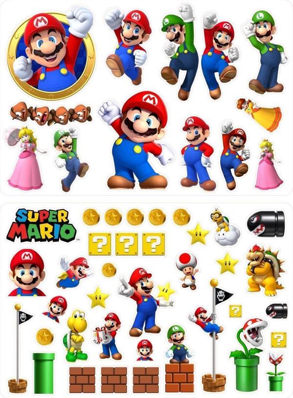 Super Mario Sticker 1cm Ile 5cm Arası 2 Sayfa 50 Adet Etiket - Image 1